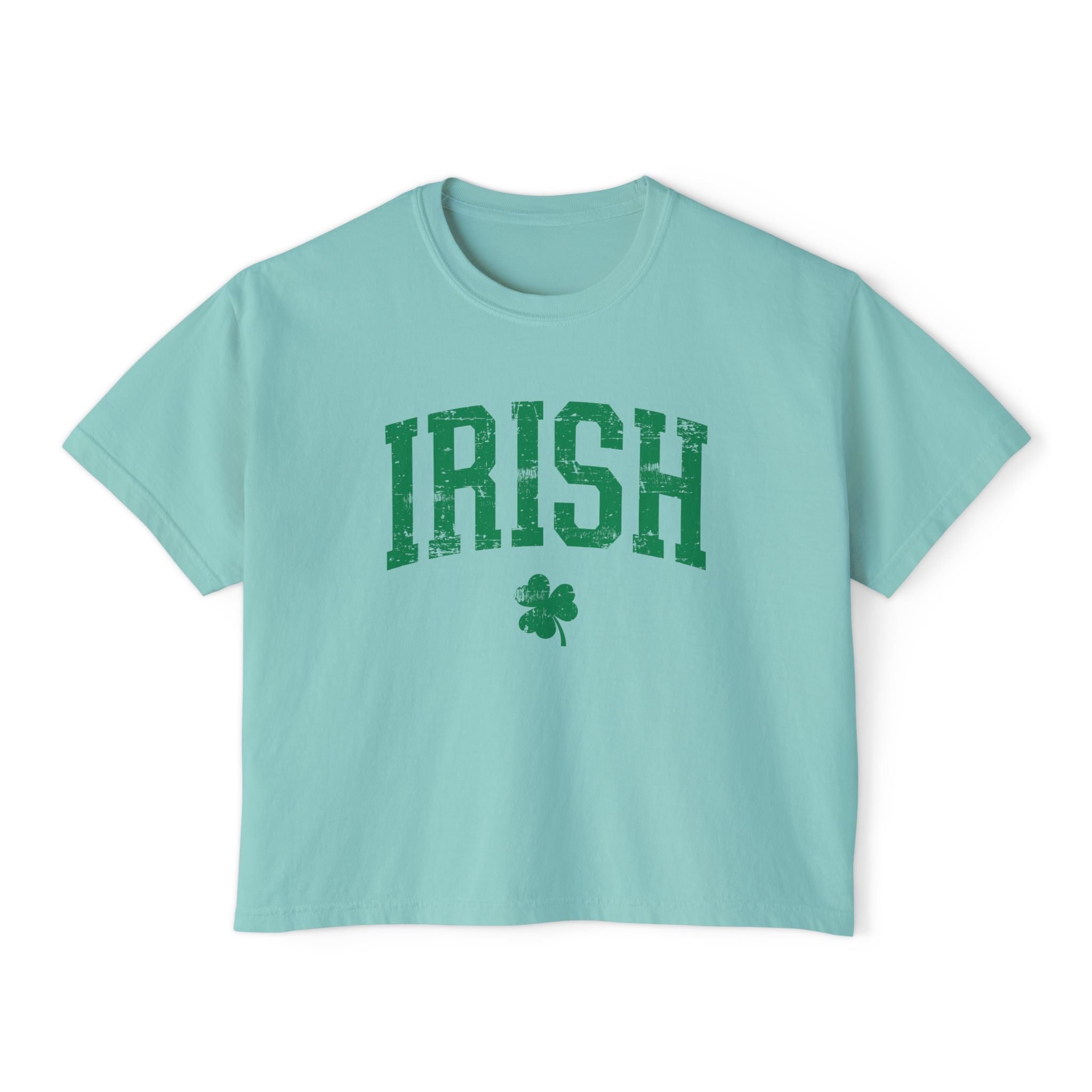 Irish Boxy Tee — Green IRISH Women’s Cropped T‑Shirt
