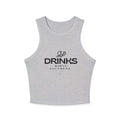 Drinks Graphic Racer Tank Top — Retro Cafe Logo Crop Tank for Women