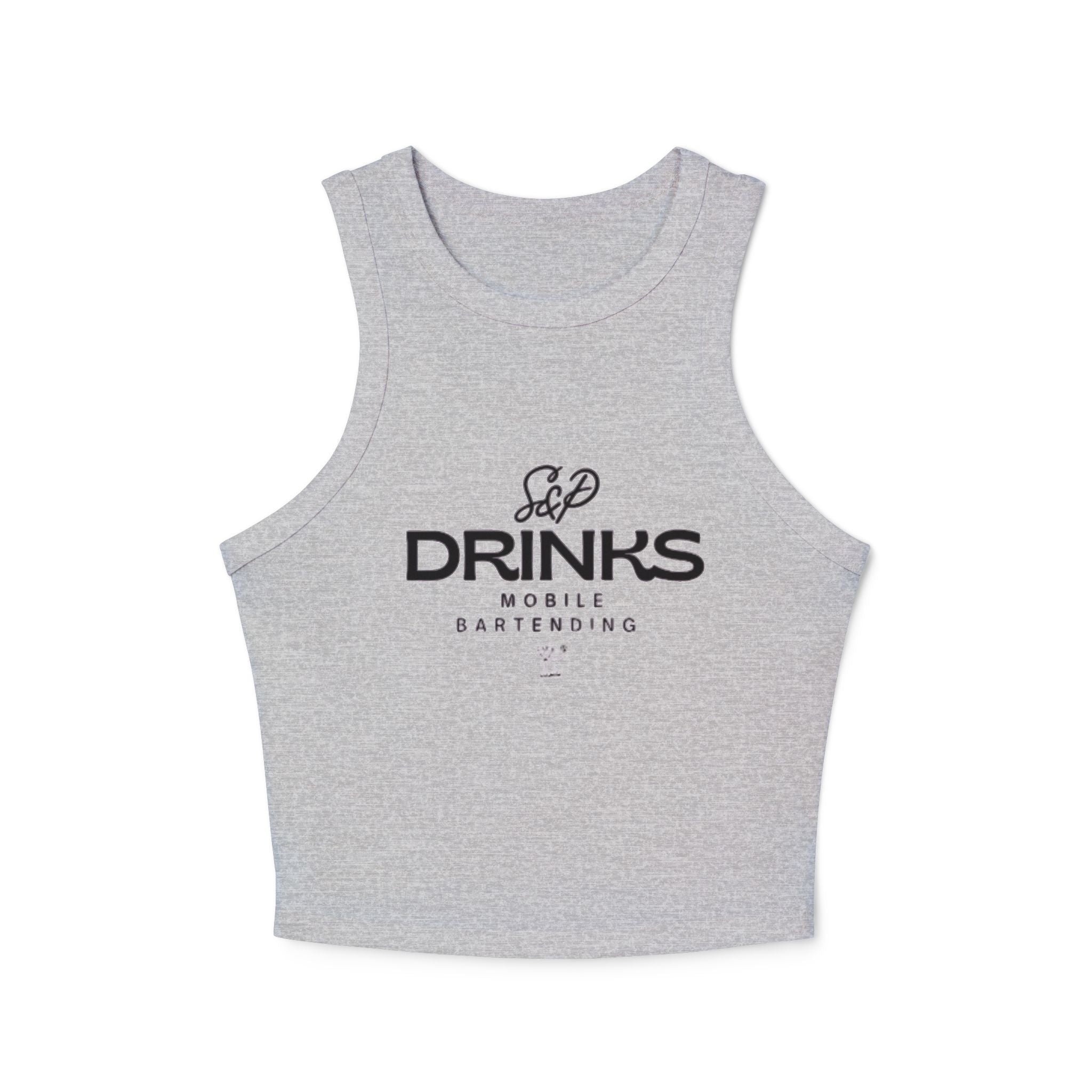 Drinks Graphic Racer Tank Top — Retro Cafe Logo Crop Tank for Women