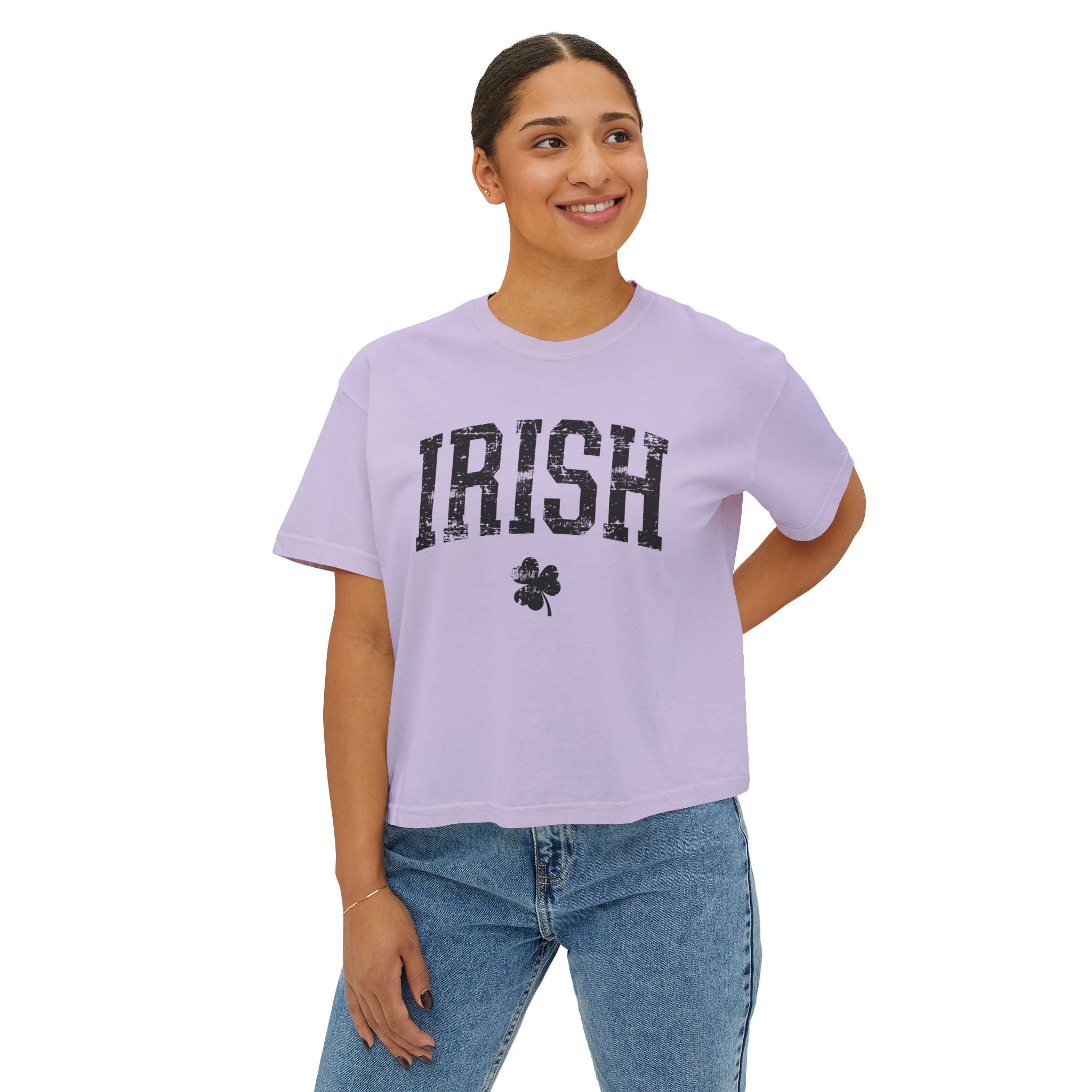 Irish Boxy Tee — Black IRISH Women’s Cropped T‑Shirt