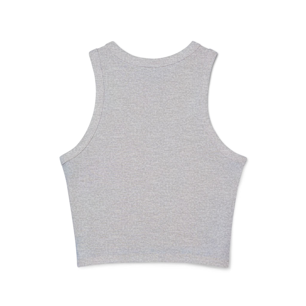 Drinks Graphic Racer Tank Top — Retro Cafe Logo Crop Tank for Women